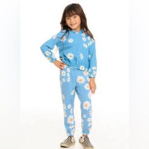 Chaser Daisy Print Cropped Sweatsuit Blue Multi Size 2T